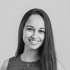 Black and white photo of Ashley Casal.