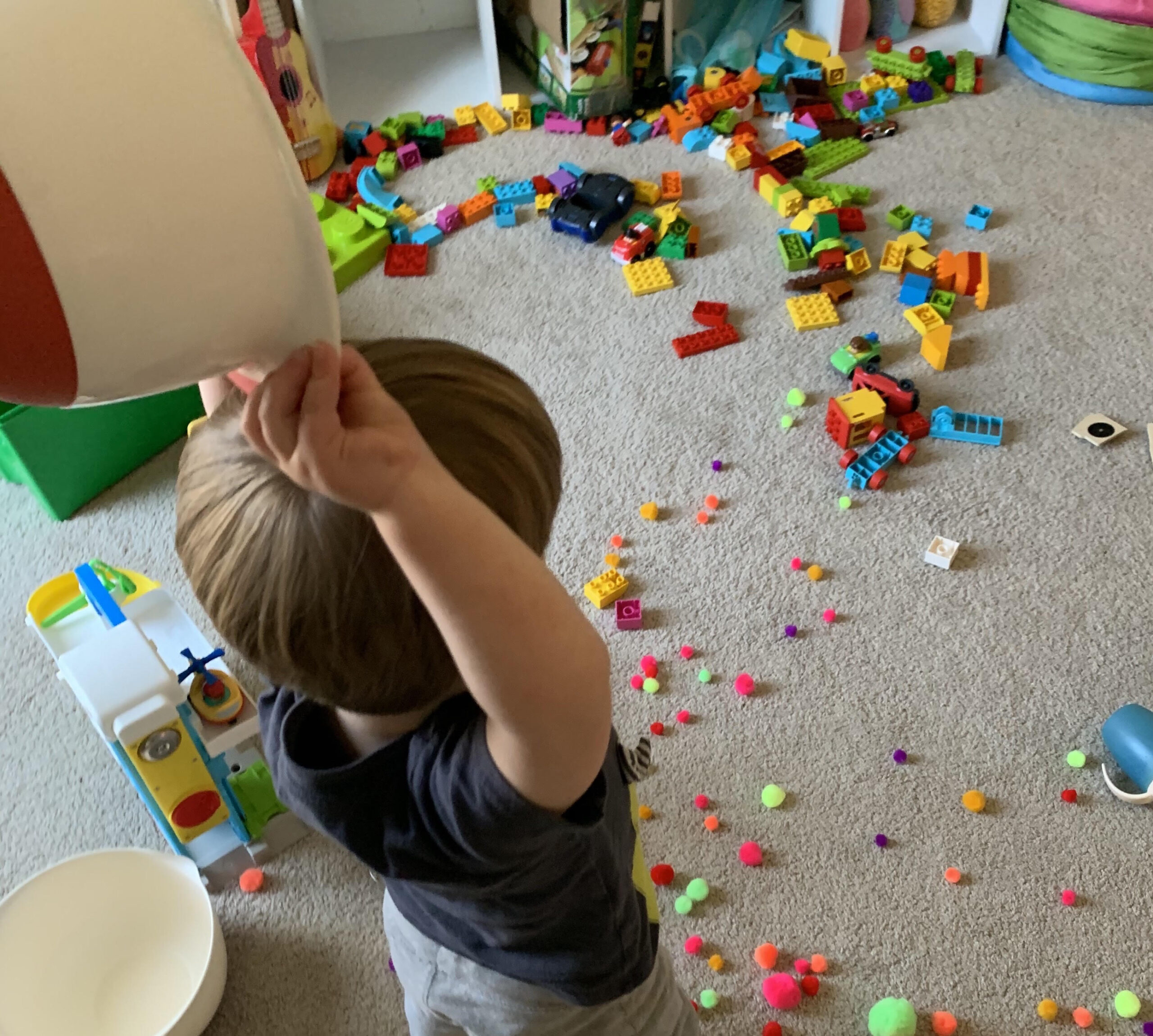 Chloe's son doing some construction work.