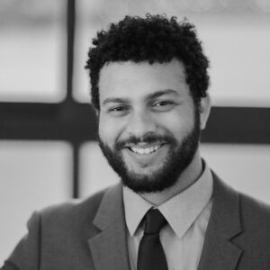Black and white photo of Joshua Robinson.