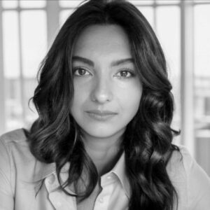 Black and white photo of Victoria Kuketz.