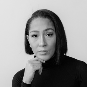 Black and white photo of Brandi Carson.