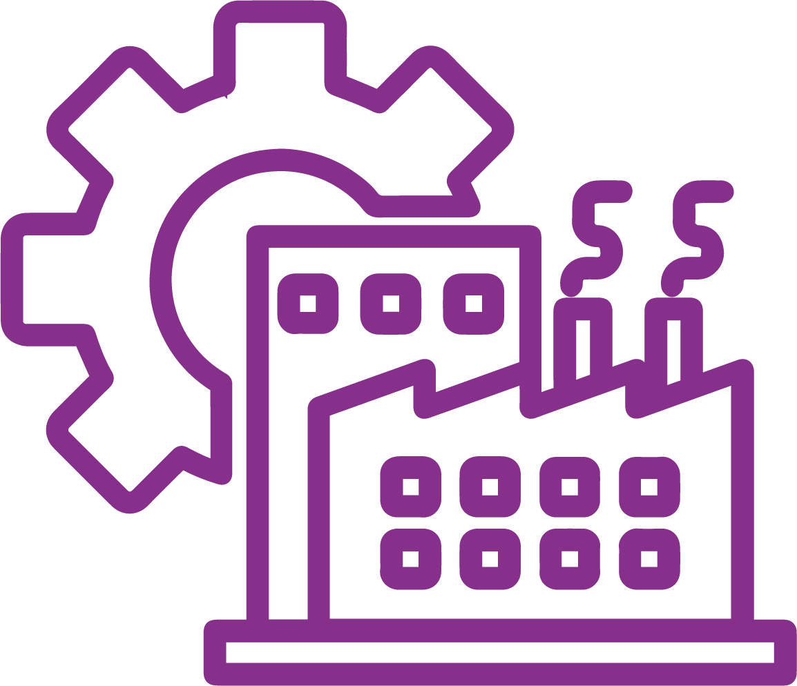 Icon with a factory and gears