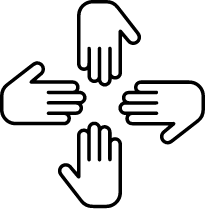 4 hands in cicrcle icon