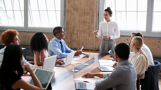 Woman leading a meeting