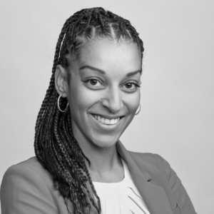 Black and white photo of Jessica Taylor-Hall.