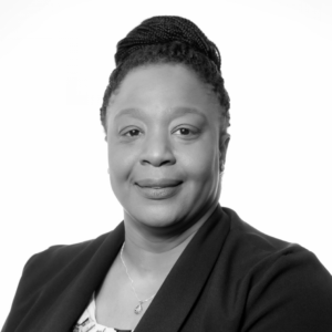 Black and white photo of Lakethia Glenn.